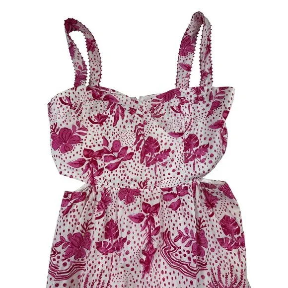 NWT Zara Women's L Strappy Floral Cut-Out Maxi Dress Pink White Resort Tropical - Picture 10 of 14